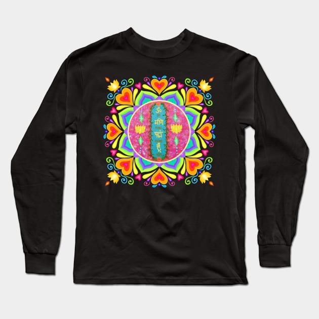 Om Mani Padme Hum Mandala Long Sleeve T-Shirt by SoozieWray